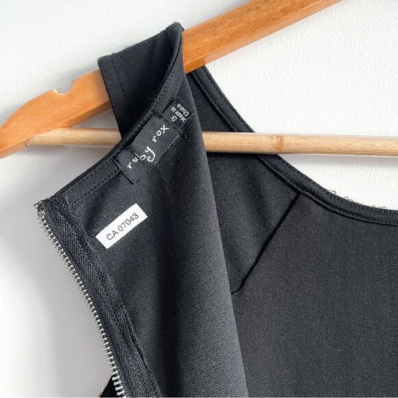 Ruby Rox Dress Black Gold White Sequins Stretch Women's S Back Exposed Zipper - Picture 7 of 10